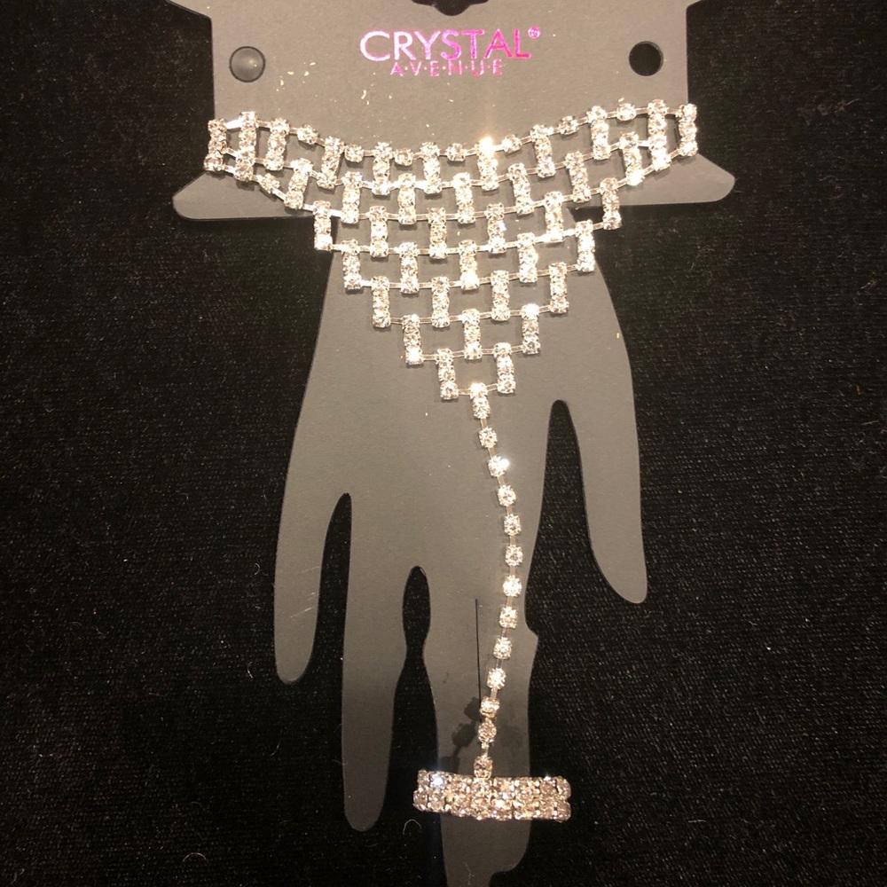 Bracelet with a Ring made of Rhinestone.